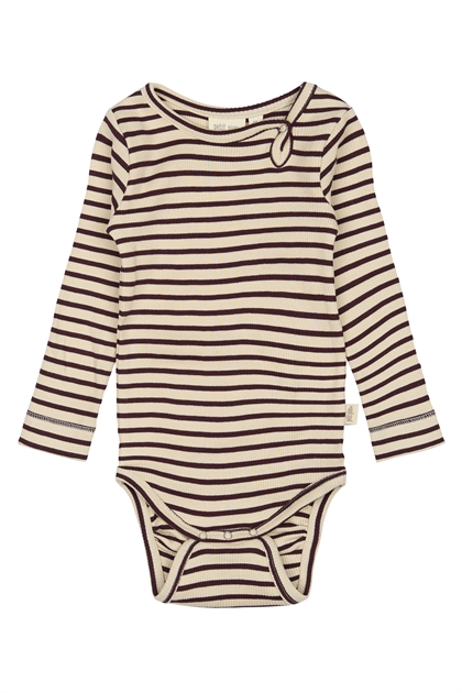 Petit Piao Body Modal Striped - Dark Grape/Off White 